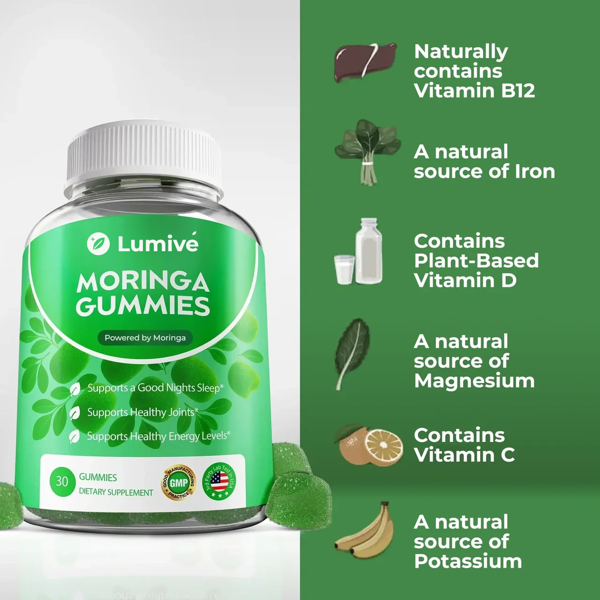 Lumivé Moringa Gummies – natural vitamins and minerals chart