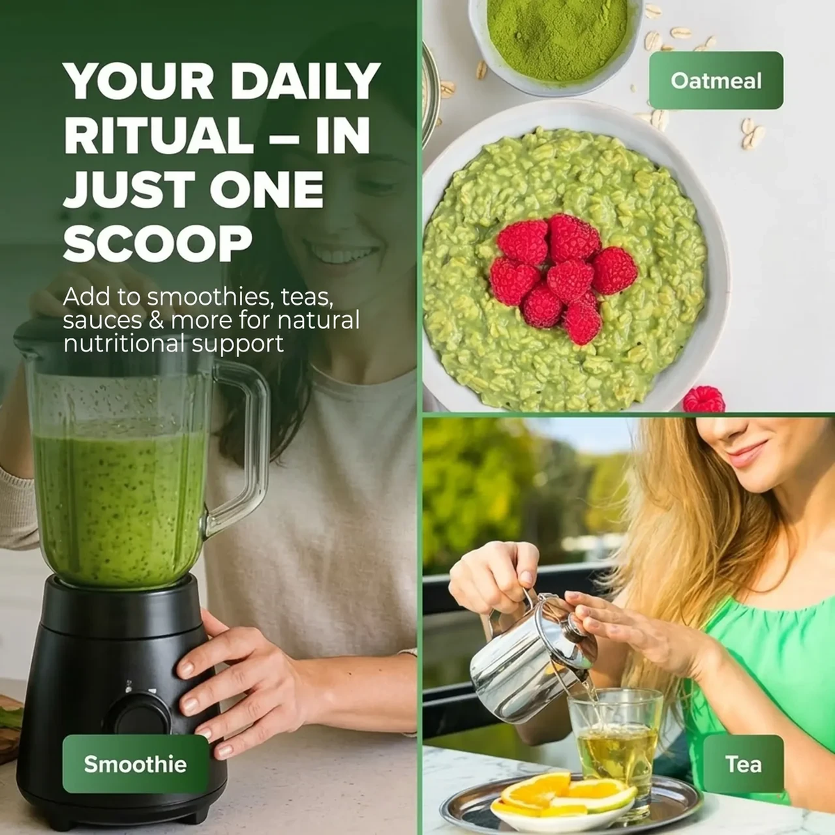 Lumivé Pure Moringa Powder – daily ritual in smoothies, oatmeal and tea